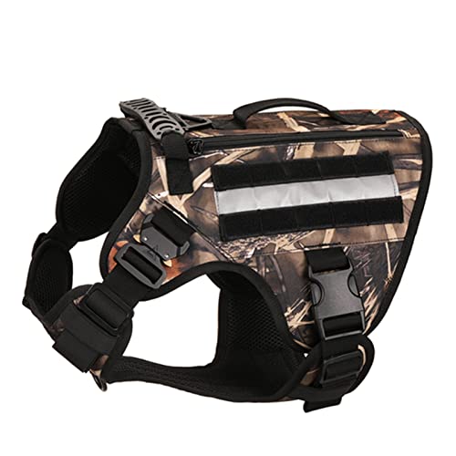 Taktische Hund Harness - Haustier Deutsch Shepherd Pet Ausbildung Weste Hund Gurt und Leine Set for Kleine Medium Large Hunde Camouflage M/347 (Color : Dark Brown, Size : L) von RAHYMA