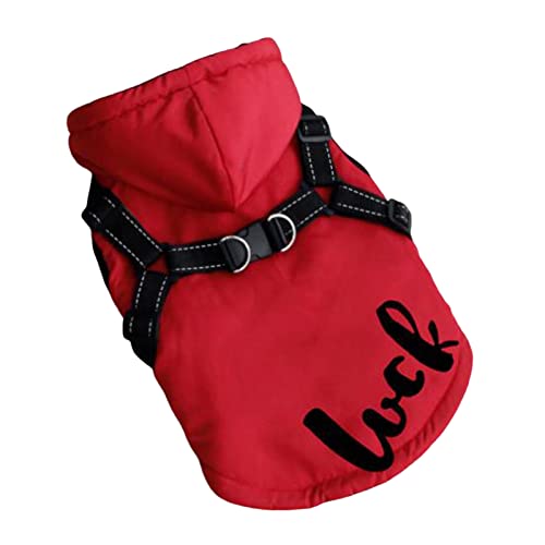 Warme Haustierjacke, Kapuzen-Hundeweste mit Geschirr, wasserdichter Reißverschluss-Welpen-Wintermantel Silbergrau XL/320 (Color : Red, Size : L) von RAHYMA