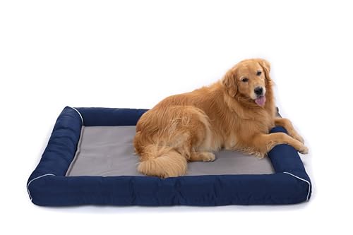 RAIKOU Hundebett Hundesofa Katzenbett Tierbette Bezug abnehmbar und waschbar Boden wasserabweisend Abti Rutsch (100 * 80cm, Navy) von RAIKOU