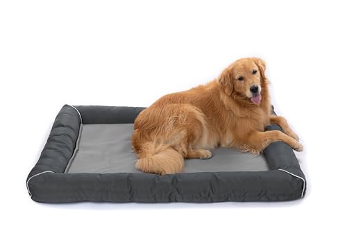 RAIKOU Hundebett Hundesofa Katzenbett Tierbette Bezug abnehmbar und waschbar Boden wasserabweisend Abti Rutsch (120 * 90cm, Grau) von RAIKOU