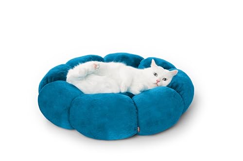 RAIKOU Hundebett Tierkissen Hundekissen Hundebett Hundematratze Hundematte Tierbett rund waschbar flauschig(Blau,50cm) von RAIKOU