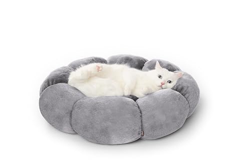 RAIKOU Hundebett Tierkissen Hundekissen Hundebett Hundematratze Hundematte Tierbett rund waschbar flauschig(Grau,35cm) von RAIKOU