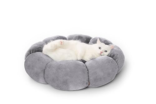 RAIKOU Hundebett Tierkissen Hundekissen Hundebett Hundematratze Hundematte Tierbett rund waschbar flauschig(Grau,50cm) von RAIKOU