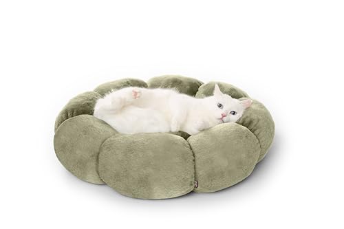 RAIKOU Hundebett Tierkissen Hundekissen Hundebett Hundematratze Hundematte Tierbett rund waschbar flauschig(Khaki,35cm) von RAIKOU