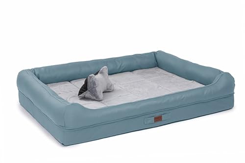 RAIKOU Hundebett mit abnehmbarem Kissen, gepolstert und waschbar – Schlafplatz, Hundekissen, Hundesofa, Hundematte - Hochwertiges Tierbett für Ihren treuen Begleiter. (Blau,100 * 80 * 9cm) von RAIKOU