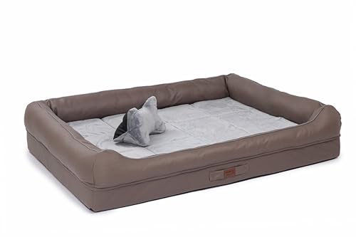 RAIKOU Hundebett mit abnehmbarem Kissen, gepolstert und waschbar – Schlafplatz, Hundekissen, Hundesofa, Hundematte - Hochwertiges Tierbett für Ihren treuen Begleiter. (Braun,120 * 90 * 10cm) von RAIKOU