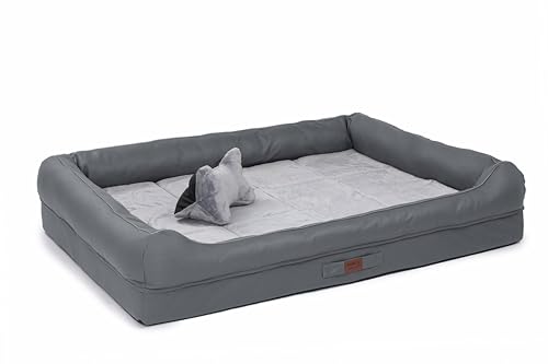 RAIKOU Hundebett mit abnehmbarem Kissen, gepolstert und waschbar – Schlafplatz, Hundekissen, Hundesofa, Hundematte - Hochwertiges Tierbett für Ihren treuen Begleiter. (Dunkel Grau,100 * 80 * 9cm) von RAIKOU