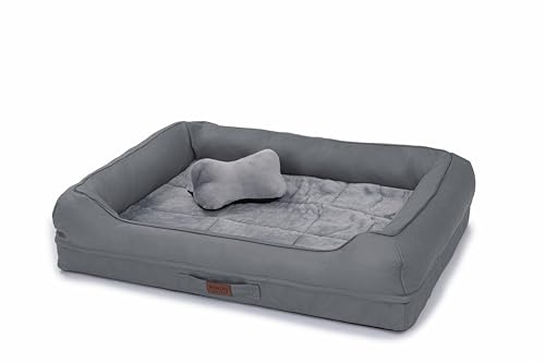 RAIKOU Hundebett mit abnehmbarem Kissen, gepolstert und waschbar – Schlafplatz, Hundekissen, Hundesofa, Hundematte - Hochwertiges Tierbett für Ihren treuen Begleiter. (Dunkel Grau,80 * 60 * 7cm) von RAIKOU