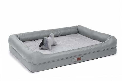 RAIKOU Hundebett mit abnehmbarem Kissen, gepolstert und waschbar – Schlafplatz, Hundekissen, Hundesofa, Hundematte - Hochwertiges Tierbett für Ihren treuen Begleiter. (Hell Grau,100 * 80 * 9cm) von RAIKOU