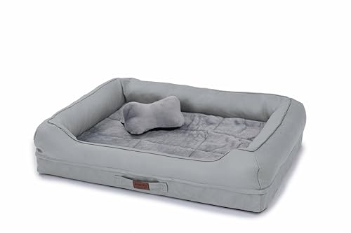 RAIKOU Hundebett mit abnehmbarem Kissen, gepolstert und waschbar – Schlafplatz, Hundekissen, Hundesofa, Hundematte - Hochwertiges Tierbett für Ihren treuen Begleiter. (Hell Grau,80 * 60 * 7cm) von RAIKOU