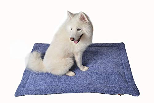 RAIKOU Hundedecke Katzendecke Haustier-Decke mit Plüsch Kissen Fleece-Decke/Tier Schlafdeck Hundebett Haustierbett, waschbar und rutschfest（Blau Melange,100x70cm von RAIKOU