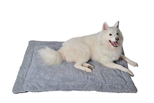 RAIKOU Hundedecke Katzendecke Haustier-Decke mit Plüsch Kissen Fleece-Decke/Tier Schlafdeck Hundebett Haustierbett, waschbar und rutschfest（Hellgrau Melange,100x70cm von RAIKOU