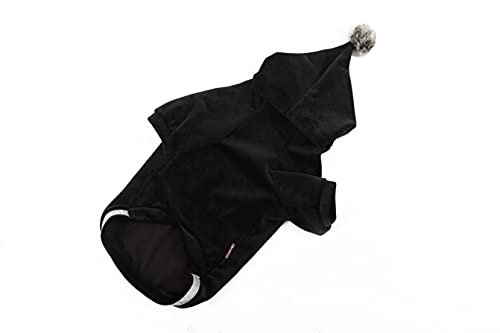 RAIKOU Hundemantel Hund Hoodies Kleidung Coat Pullover Hund Recovery Suit Haustierkleidung Schutz Hundewarmweste mit Reflexstreifen(XS,Schwarz) von RAIKOU