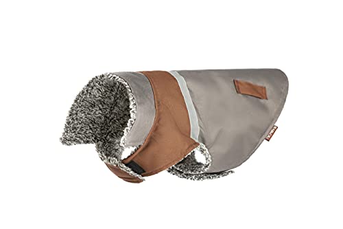 RAIKOU Hundwinterjacke Mäntel Hunde Recovery-Suit Haustierkleidung Schutz Pullover Hundewärmeweste mit Reflexstreifen warm dick Plüsch(L,Grau) von RAIKOU