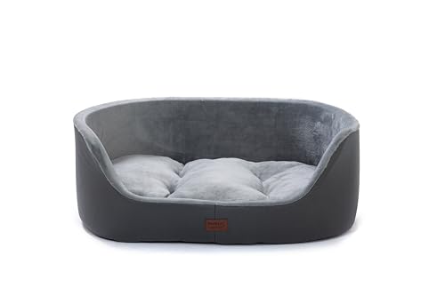 RAIKOU Mittelgroße Hundebett, Rund Hundekorb Weich Bequem rutschfest Hundesofa, rutschfestes und kratzfestes Hundesofa,Haustierbett für Kleine Mittelgroß Hunde und Katzen.(Schwarz,75 * 54 * 27cm) von RAIKOU