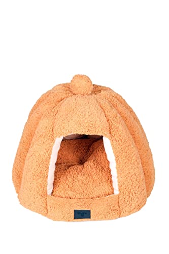 RAIKOU warm kuschlig Haustierhaus Hundehöhle Hundebett, Katzenhöhle, Katzenhaus, Haustier Nest für Katze Hunde Kaninchen für Kleine Katzen und Hunde (Hell Orange) von RAIKOU