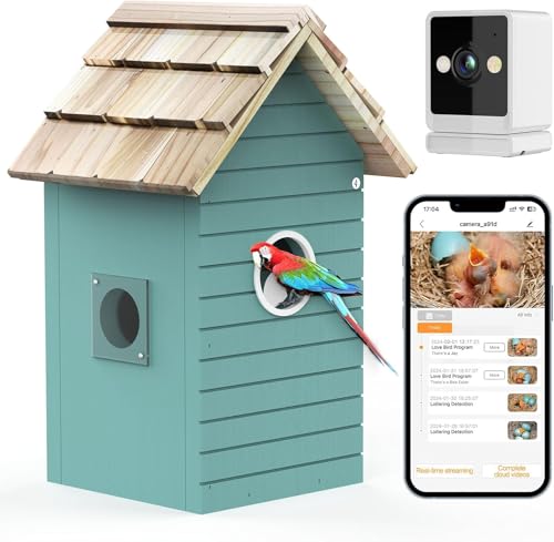 RAINBEAN Bird House with Camera,Nistkasten mit Kamera, 4 Millionen Pixel Outdoor-Vogelhaus-Kamera, Echtzeitbeobachtung des Nestbaus und der Brut von Vögeln, AI-Erkennung des Vogelverhaltens, DIY, Blue RAINBEAN Bird House with Camera,Nistkasten mit Kamera, 4 Millionen Pixel Outdoor-Vogelhaus-Kamera, Echtzeitbeobachtung des Nestbaus und der Brut von Vögeln, AI-Erkennung des Vogelverhaltens, DIY, Blue von RAINBEAN