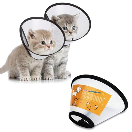 Halskrause Katze 2 Stück Halskrause für Hund Haustiere Schutzhalsband Kegelhalsbänder aus Kunststoff, Leichter Elisabethanischer Kragen, Kegel Einstellbar Halskrause für Katzen kleine Hunde Halskrause Katze 2 Stück Halskrause für Hund Haustiere Schutzhalsband Kegelhalsbänder aus Kunststoff, Leichter Elisabethanischer Kragen, Kegel Einstellbar Halskrause für Katzen kleine Hunde von RAMTRIO
