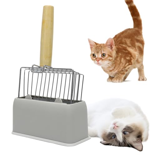 RANJIMA Katzenstreuschaufel mit Behälter, Katzenklo Schaufel Edelstahl mit Halterung Katzen Zubehör Tiefer Katzenschaufel Katzenstreu Schaufel Große Robuste Katzenschaufel für Katzenklo RANJIMA Katzenstreuschaufel mit Behälter, Katzenklo Schaufel Edelstahl mit Halterung Katzen Zubehör Tiefer Katzenschaufel Katzenstreu Schaufel Große Robuste Katzenschaufel für Katzenklo von RANJIMA