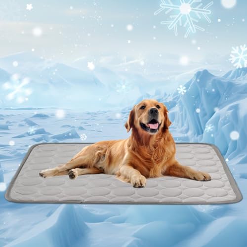 RANJIMA Kühlmatte für Hunde Groß, Selbstkühlend Hundematte 100 * 70cm Kühldecke für Hunde, Ungiftig Waschbar Hund Kühlkissen Hundekühlmatte XL für Drinnen, Draußen und Auto (Grau, 100x70cm) RANJIMA Kühlmatte für Hunde Groß, Selbstkühlend Hundematte 100 * 70cm Kühldecke für Hunde, Ungiftig Waschbar Hund Kühlkissen Hundekühlmatte XL für Drinnen, Draußen und Auto (Grau, 100x70cm) von RANJIMA