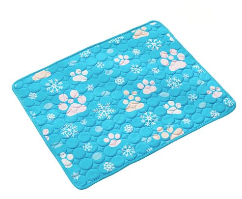 RANJIMA Kühlmatte für Hunde Groß, Selbstkühlend Hundematte 100 * 70cm Kühldecke für Hunde, Ungiftig Waschbar Hund Kühlkissen Hundekühlmatte XL für Drinnen, Draußen und Auto, Blau-02 von RANJIMA
