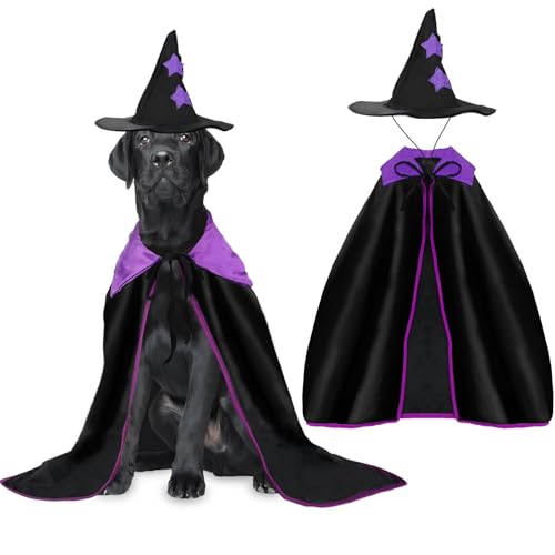 RANYPET Halloween Hexen-Hundekostüm, Halloween Haustier Kostüm für Große und Mittlere Hunde mit Hexenhut, Bequemes Zauberer-Hundekostüm Hundekos für Party Cosplay Dressing up Fotografie L RANYPET Halloween Hexen-Hundekostüm, Halloween Haustier Kostüm für Große und Mittlere Hunde mit Hexenhut, Bequemes Zauberer-Hundekostüm Hundekos für Party Cosplay Dressing up Fotografie L von RANYPET