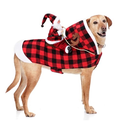 RANYPET Hund Santa Claus Reiten Weihnachtskostüm, Premium Haustier Kleidung Weihnachten Reiten Outfit für Kleine Große Hunde Katzen Kleidung Weihnachtsfeier Anzieh Kleidung, Plaid 3XL RANYPET Hund Santa Claus Reiten Weihnachtskostüm, Premium Haustier Kleidung Weihnachten Reiten Outfit für Kleine Große Hunde Katzen Kleidung Weihnachtsfeier Anzieh Kleidung, Plaid 3XL von RANYPET