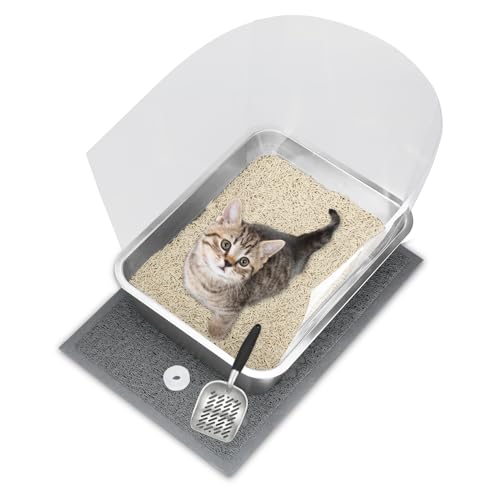 RANYPET Edelstahl Katzentoiletten, Katzenklo Edelstahl mit spritzsicheren Pfannen-PIPI-Schilden,Katzenstreuschaufel und Katzentoilettenmatten,Leicht zu Reinigen, Niemals Gerüche, Rostfrei, Robuste RANYPET Edelstahl Katzentoiletten, Katzenklo Edelstahl mit spritzsicheren Pfannen-PIPI-Schilden,Katzenstreuschaufel und Katzentoilettenmatten,Leicht zu Reinigen, Niemals Gerüche, Rostfrei, Robuste von RANYPET