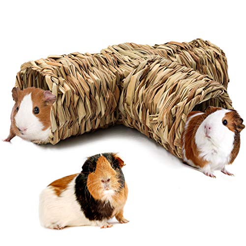 RANYPET Kuscheltunnel für Hamster, Natürlich Getrocknetes Gewebtes Grasversteck für Kleintiere, Meerschweinchen, Frettchen, Chinchilla, Igel von RANYPET