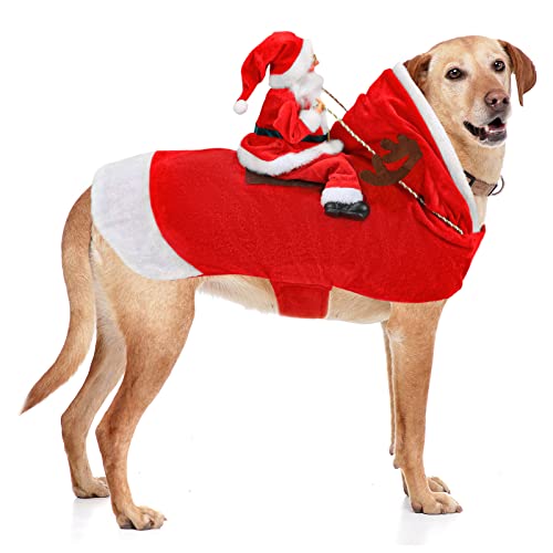 RANYPET Weihnachtsmann Hundekostüm Weihnachten Haustier Kleidung Weihnachtsmann Reiten Haustier Cosplay Kostüme Party Verkleiden Hund Outfit für kleine mittelgroße große Hunde XXL von RANYPET