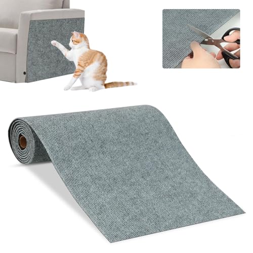 RANYPET Zuschneidbare Selbstklebend Kratzmatte Katze，Kratzteppich Katze für Erneuerung der Oberflächenschicht des Katzenkratzbretts, Katzen Kratzwand,Katzenkratzspielzeug,Sofas, Dunkelgrau 200x40cm von RANYPET