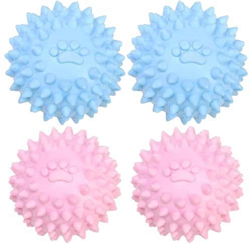 RANYUNSYZ Buntes Hundespielzeug, stacheliger TPR-Ball, kein Quietschen, Kauspielzeug, langlebig, für aggressive schwere Kauer, Hunde, Welpen, Zahntraining, Stachelgummiball, Spielzeug, klein, 4 Stück von RANYUNSYZ