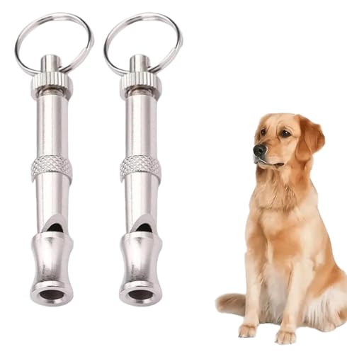 RANYUNSYZ Ultraschall-Hundepfeife, verstellbar, tragbar, für Hundetraining und Verhaltenshilfe, Überschallpfeife, Hundepfeife für Haustiertraining, Hundepfeifen, silberfarben, 2 Stück von RANYUNSYZ