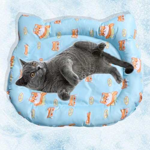 Gel-Kühlmatte für Haustiere, kratzfeste Hundekühlmatte Bett, wasserdicht, doppelseitig, sofortige Kühlmatte für Hunde und Katzen, Sommerzubehör für Haustiere, Wärmeentlastung (Blau, M) von RAOPLA