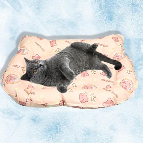 Gel-Kühlmatte für Haustiere, kratzfeste Hundekühlmatte Bett, wasserdicht, doppelseitig, sofortiges Kühlkissen für Hunde und Katzen, Sommerzubehör für Haustiere, Wärmeentlastung (Khaki, L) von RAOPLA