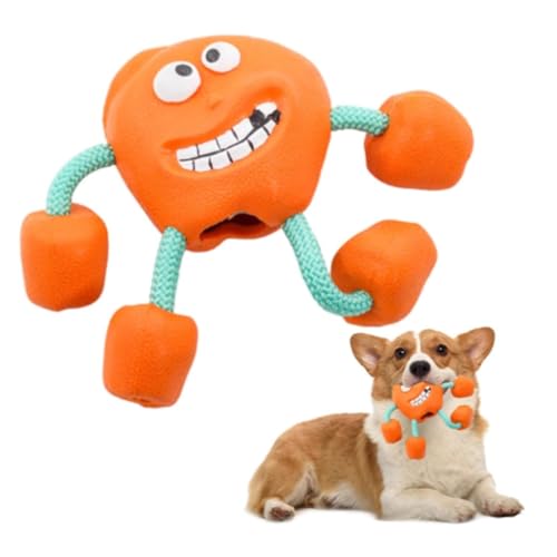 Quietschspielzeug für Hunde, interaktives Haustierspielzeug, langlebiges Kauspielzeug, Tauziehen, Welpenspielzeug mit Seilen für kleine/mittelgroße Hunde, Orange Quietschspielzeug für Hunde, interaktives Haustierspielzeug, langlebiges Kauspielzeug, Tauziehen, Welpenspielzeug mit Seilen für kleine/mittelgroße Hunde, Orange von RAOPLA
