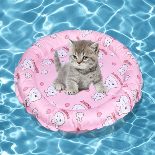 Runde Gel-Kühlmatte für Haustiere, kratzfeste Hundekühlmatte Bett, wasserdicht, doppelseitig, sofortiges Kühlkissen für Hunde und Katzen, Sommerzubehör für Haustiere, Wärmeentlastung (Rosa, L) Runde Gel-Kühlmatte für Haustiere, kratzfeste Hundekühlmatte Bett, wasserdicht, doppelseitig, sofortiges Kühlkissen für Hunde und Katzen, Sommerzubehör für Haustiere, Wärmeentlastung (Rosa, L) von RAOPLA