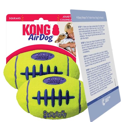Kong Air Hundespielzeug mit Quietschelement, 2 Stück, für kleine, mittelgroße und große Hunde, Kong-Bälle mit Quietscher für Hunde, inklusive einfacher Anleitung (evtl. nicht in deutscher Sprache), um von RAPTOR BROS