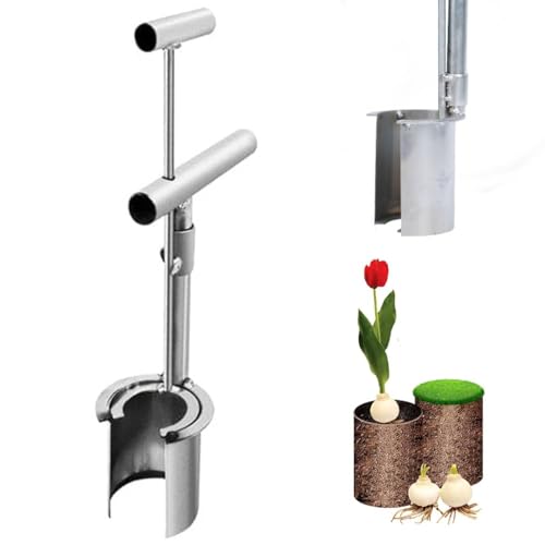 Blumenzwiebel-Pflanzwerkzeug,Blumenzwiebelpflanzer Mit Langem Griff Düngerstreuer Handstreuer Für Rasendünger Zum Graben,Jäten,Bodenprobene,Bulb Planter Tool,Carbon Steel Seed Planting Tools (1PCS) von RARIHUOZY