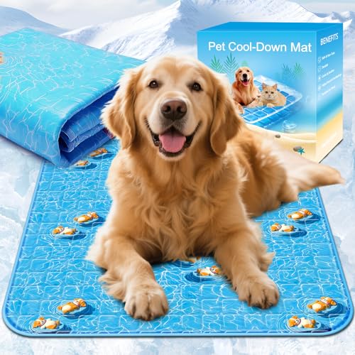 Hunde-Kühlmatte für Hunde, 90 x 110 cm, XXL, ungiftige Pads, solides Gel, Haustier-Kühlmatte, langlebig, kratzfest, selbstkühlendes Bett, wasserdicht, weich, faltbar, Sommerschlafzubehör, Zuhause Hunde-Kühlmatte für Hunde, 90 x 110 cm, XXL, ungiftige Pads, solides Gel, Haustier-Kühlmatte, langlebig, kratzfest, selbstkühlendes Bett, wasserdicht, weich, faltbar, Sommerschlafzubehör, Zuhause von RARIRO