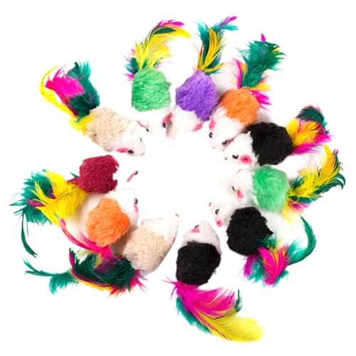 RASDKK 10 Teile/los Mini Bunte Katze Spielzeug Plüsch Falsche Maus Spielzeug for Katzen Kätzchen Lustige Spielen Katze Produkte Haustier Katze Liefert(10pcs C) von RASDKK