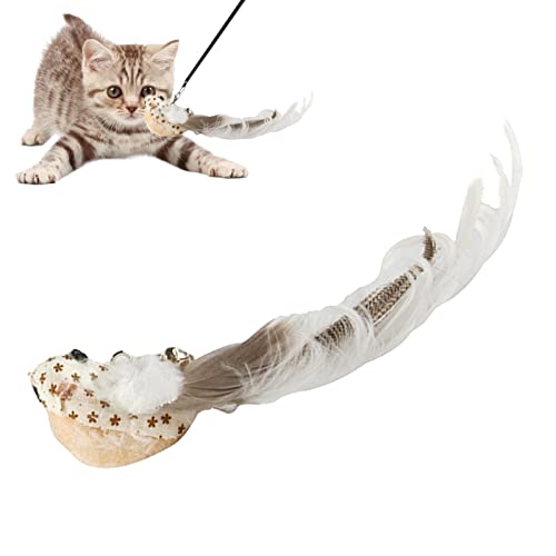 RASOLI Katzen-Vogel-Spielzeug | Katzenspielzeug mit Feder und Glöckchen - Katzenstab-Ersatz, Kätzchen-Kaustäbchen, interaktiver Katzen-Teaser für Hauskatzen von RASOLI