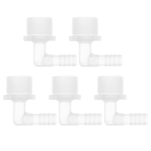 RATCHROLL 5 Stück Kunststoff-Schlauchstutzen 3/8" Schlauchstutzen G3/4 Männlich NPT Winkel Schlauchtülle Adapter Klar PP RATCHROLL 5 Stück Kunststoff-Schlauchstutzen 3/8" Schlauchstutzen G3/4 Männlich NPT Winkel Schlauchtülle Adapter Klar PP von RATCHROLL