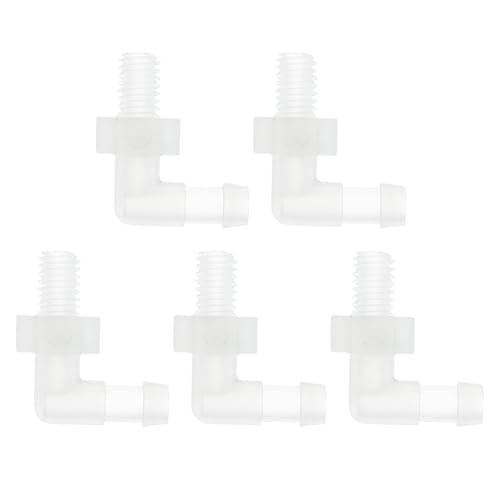 RATCHROLL 5 Stück Kunststoff-Schlauchstutzen 90° Winkel 15/64" Schlauchstutzen M6 männlich NPT Schlauchtülle Adapter Klar PP von RATCHROLL