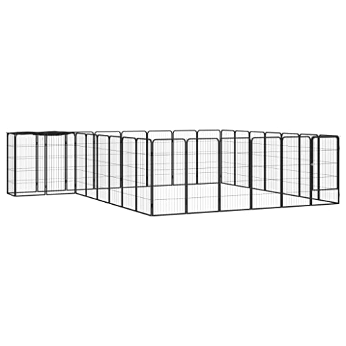 30-Panel Hunde-Laufgitter schwarz 50x100 cm pulverbeschichteter Stahl Artikelfarbe schwarz von RAUGAJ