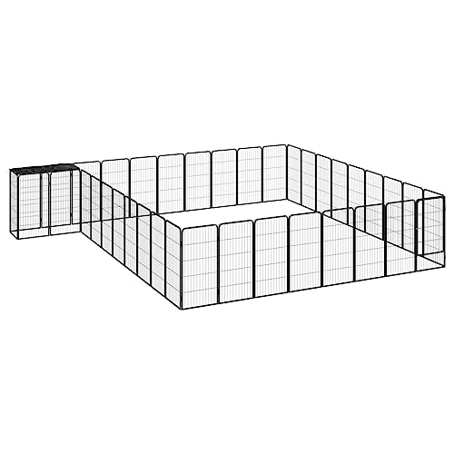 38-Panel Hunde-Laufgitter schwarz 50x100 cm pulverbeschichteter Stahl Artikelfarbe schwarz von RAUGAJ