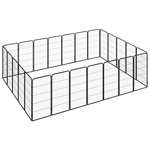 Hunde-Laufgitter 24 Panel, schwarz, 50 x 100 cm, pulverbeschichteter Stahl, Artikelfarbe: Schwarz von RAUGAJ