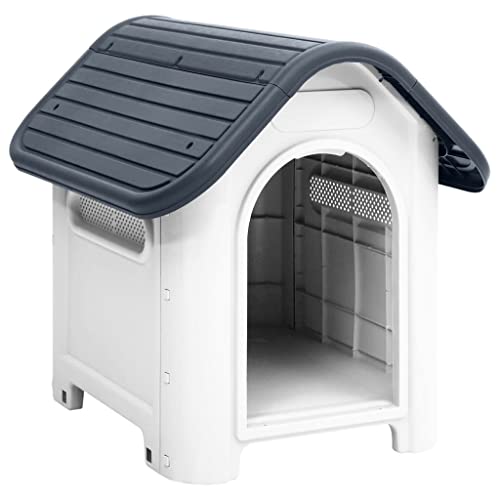 Hundehütte, grau, 59 x 75 x 66 cm, Polypropylen, Artikelfarbe: Grau und Weiß Hundehütte, grau, 59 x 75 x 66 cm, Polypropylen, Artikelfarbe: Grau und Weiß von RAUGAJ
