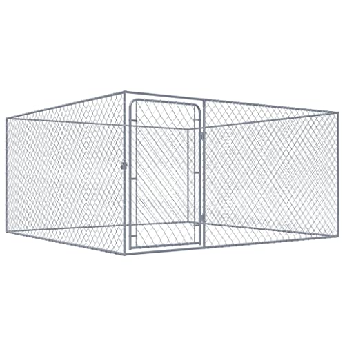 Hundehütte für den Außenbereich, verzinkter Stahl, 2 x 2 x 1 m, Farbe: silber von RAUGAJ