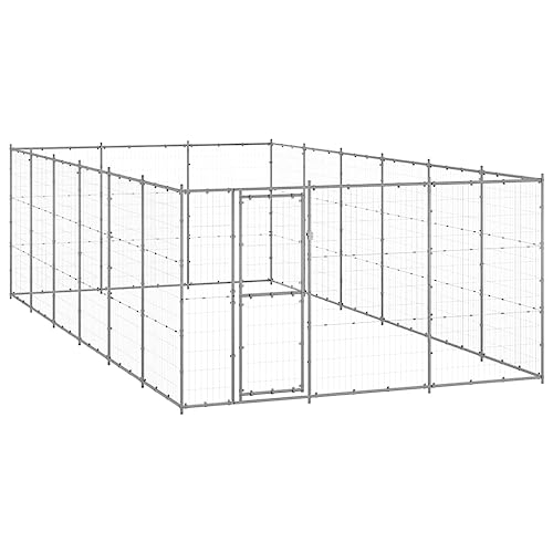 Hundehütte für draußen, verzinkter Stahl, 21,78 m, silberfarben Hundehütte für draußen, verzinkter Stahl, 21,78 m, silberfarben von RAUGAJ